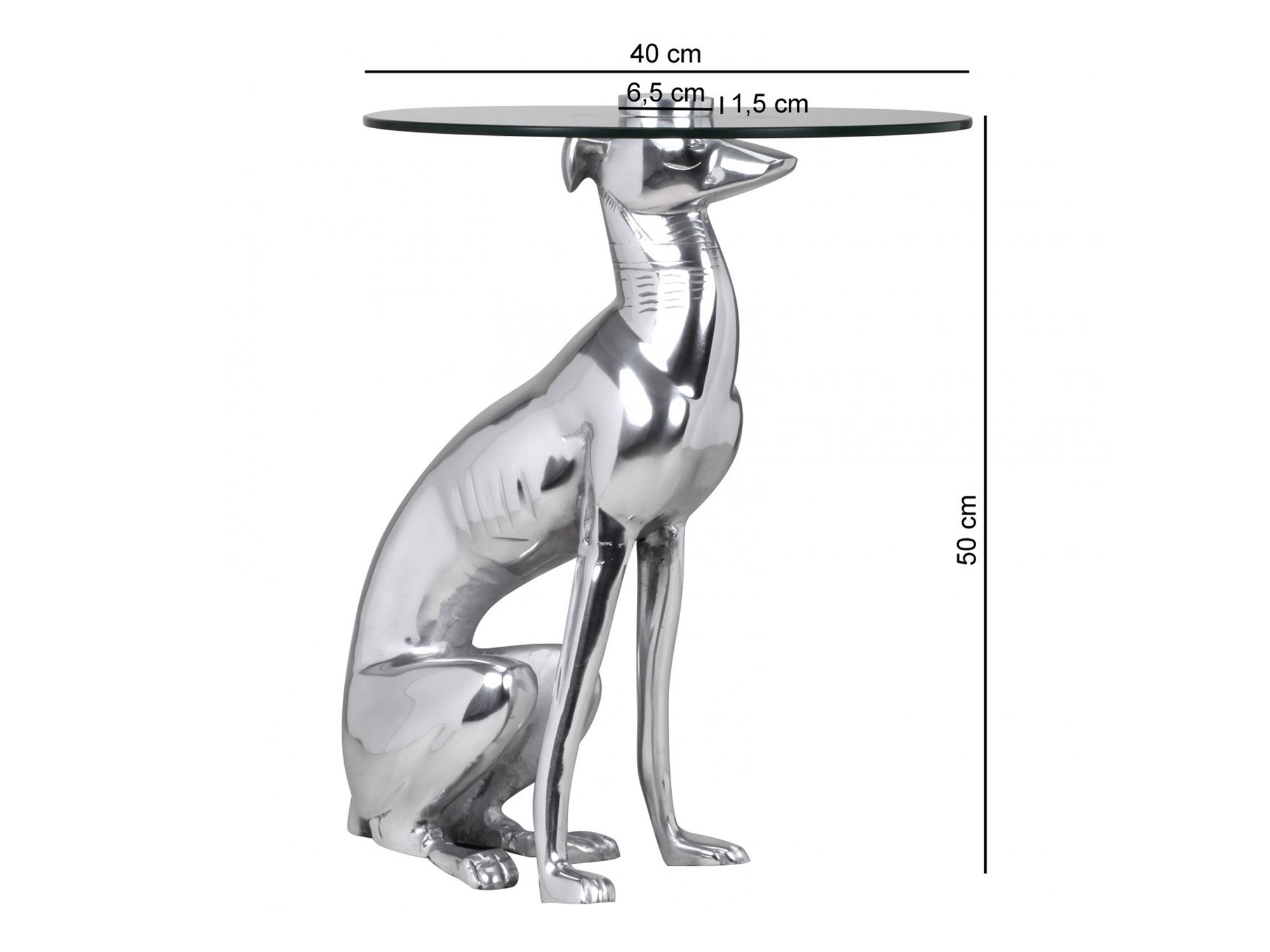 FineBuy Design Beistelltisch Ø40cm Runder Couchtisch Hund 50 cm Hoch Aluminium Tierfigur Ausgefallener Wohnzimmertisch Silber Deko Tisch | Farbe: Silber FineBuy Design Beistelltisch Ø40cm Runder Couchtisch Hund 50 cm Hoch Aluminium Tierfigur Ausgefallener Wohnzimmertisch Silber Deko Tisch | Farbe: Silber