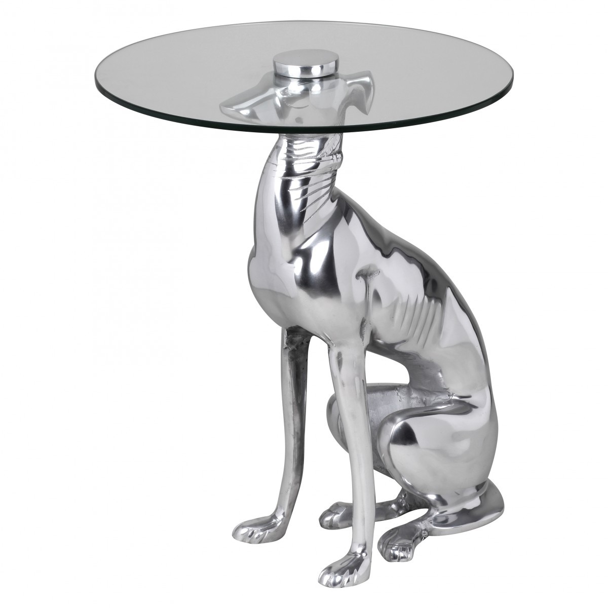 FineBuy Design Beistelltisch Ø40cm Runder Couchtisch Hund 50 cm Hoch Aluminium Tierfigur Ausgefallener Wohnzimmertisch Silber Deko Tisch | Farbe: Silber FineBuy Design Beistelltisch Ø40cm Runder Couchtisch Hund 50 cm Hoch Aluminium Tierfigur Ausgefallener Wohnzimmertisch Silber Deko Tisch | Farbe: Silber