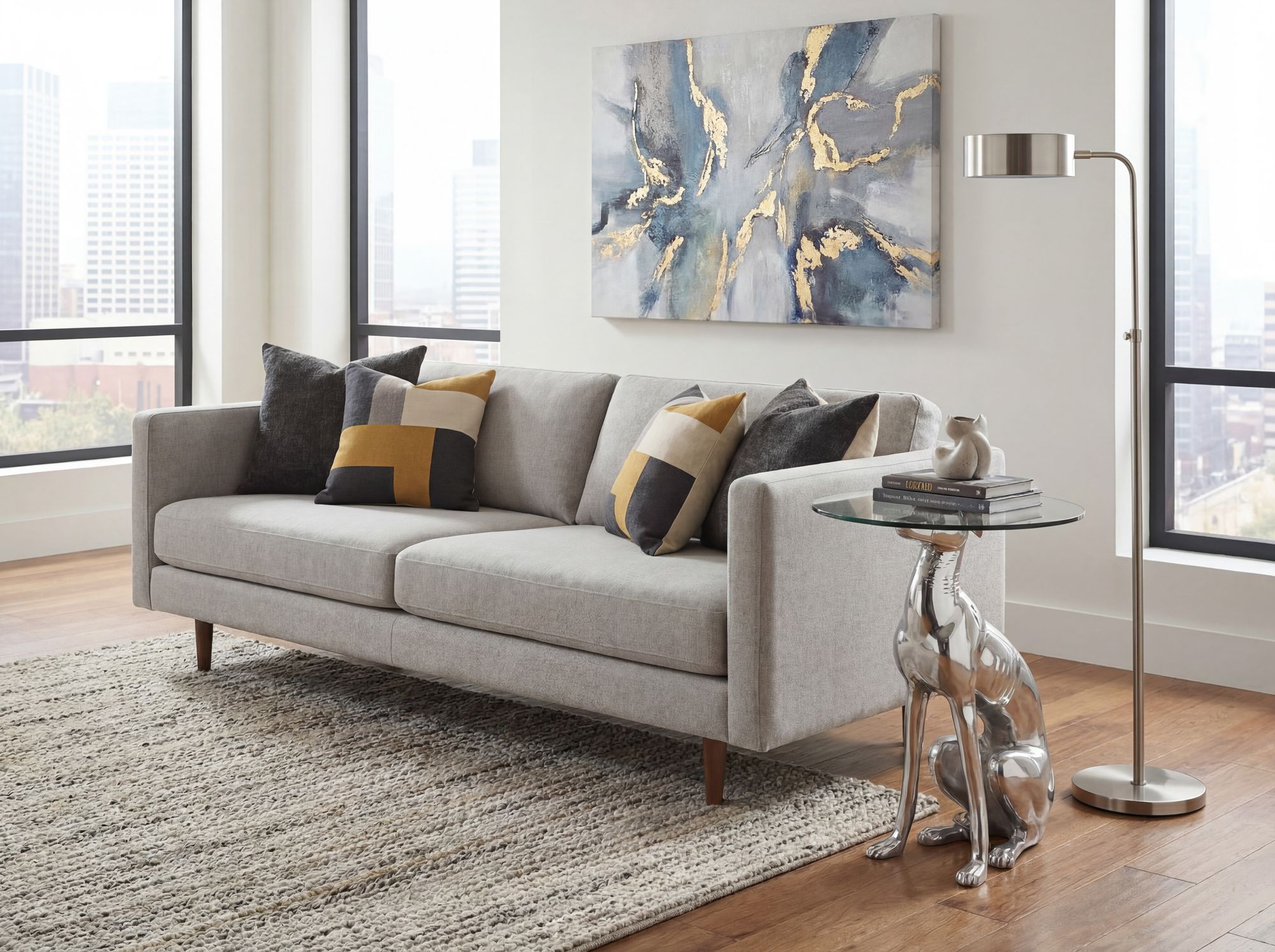 FineBuy Design Beistelltisch Ø40cm Runder Couchtisch Hund 50 cm Hoch Aluminium Tierfigur Ausgefallener Wohnzimmertisch Silber Deko Tisch | Farbe: Silber FineBuy Design Beistelltisch Ø40cm Runder Couchtisch Hund 50 cm Hoch Aluminium Tierfigur Ausgefallener Wohnzimmertisch Silber Deko Tisch | Farbe: Silber