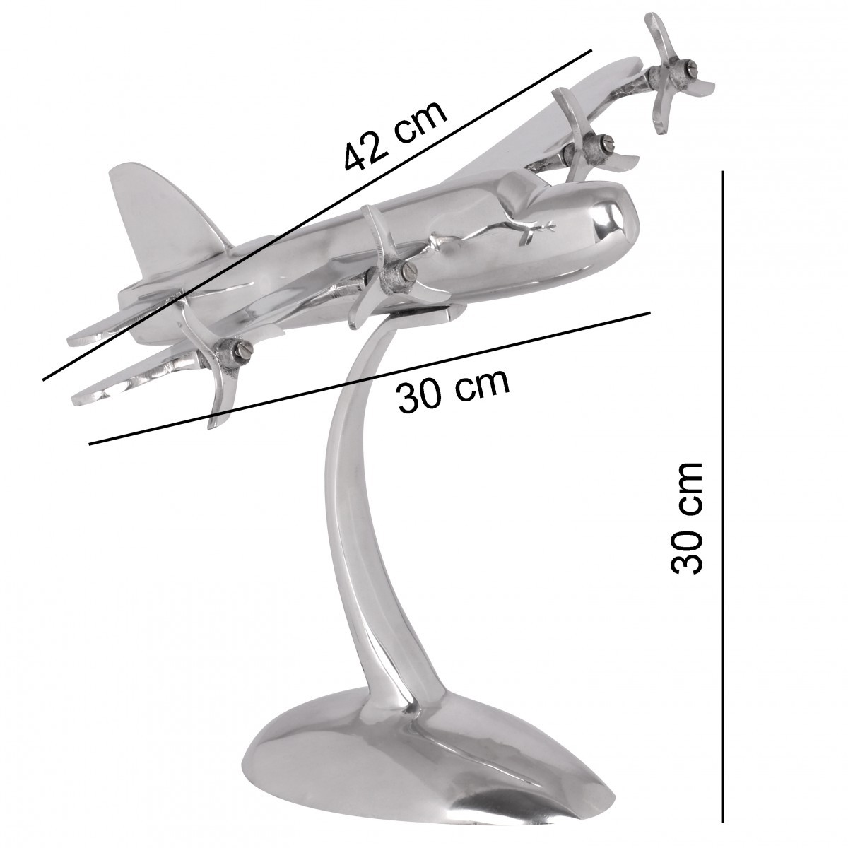 FineBuy Design Deko Flugzeug Propeller aus Aluminium Flieger Farbe Silber – Ansicht 3