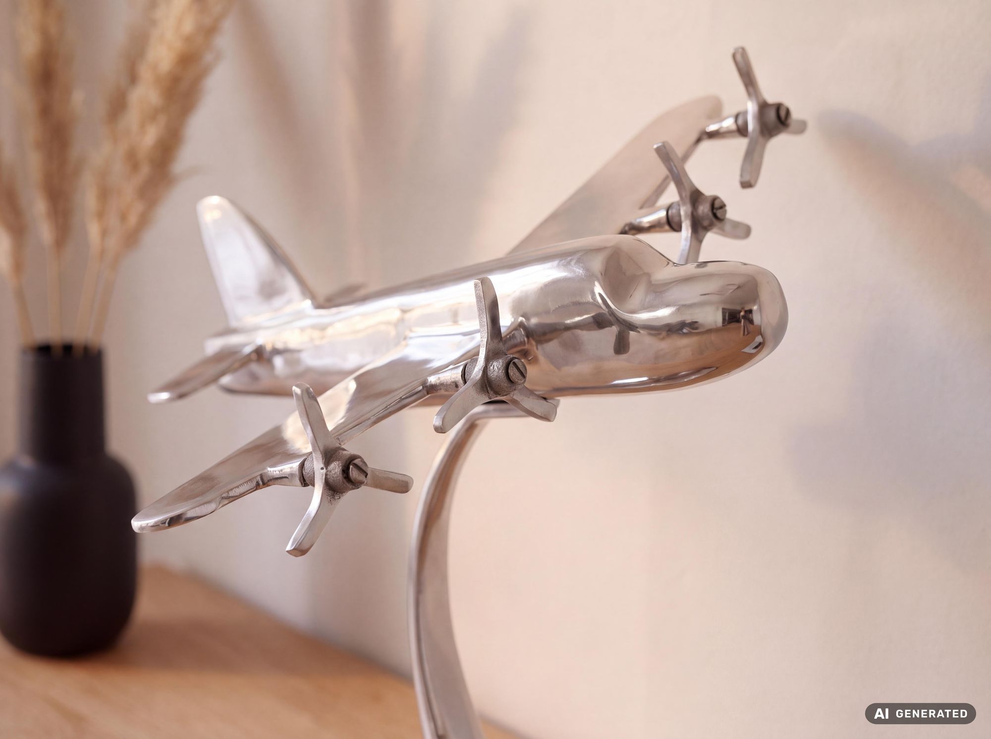 FineBuy Design Deko Flugzeug Propeller aus Aluminium Flieger Farbe Silber – Ansicht 7