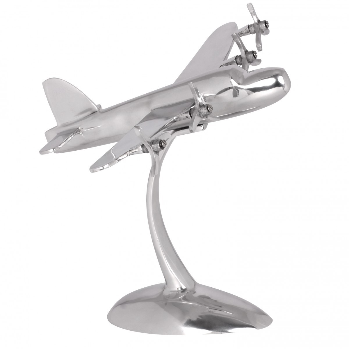 FineBuy Design Deko Flugzeug Propeller aus Aluminium Flieger Farbe Silber – Ansicht 1