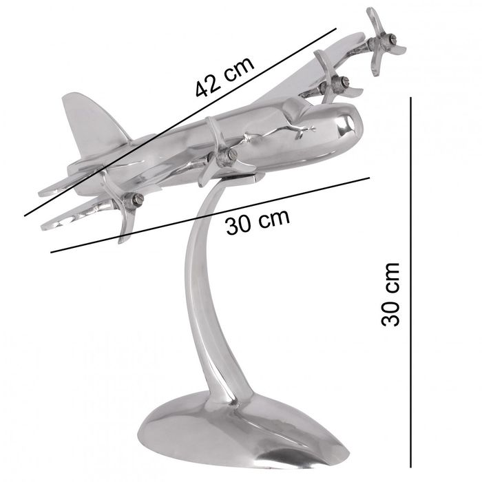 FineBuy Design Deko Flugzeug Propeller aus Aluminium Flieger Farbe Silber – Maßzeichnung