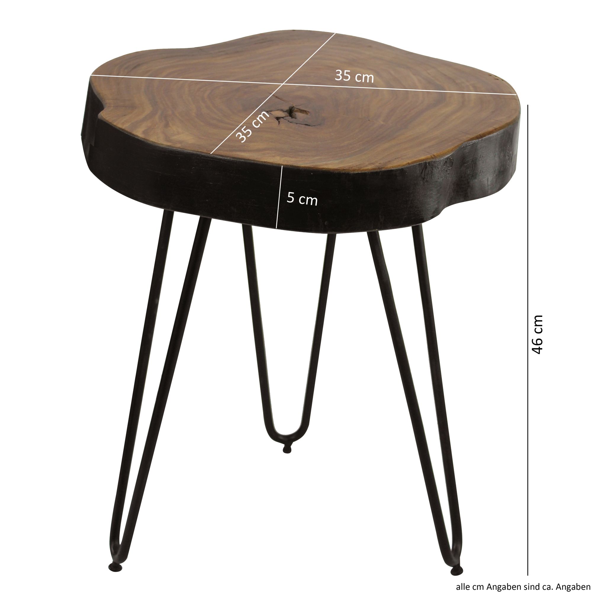 FineBuy Massivholz Sheesham Beistelltisch 35 x 35 cm Wohnzimmertisch Massiv – Ansicht 2