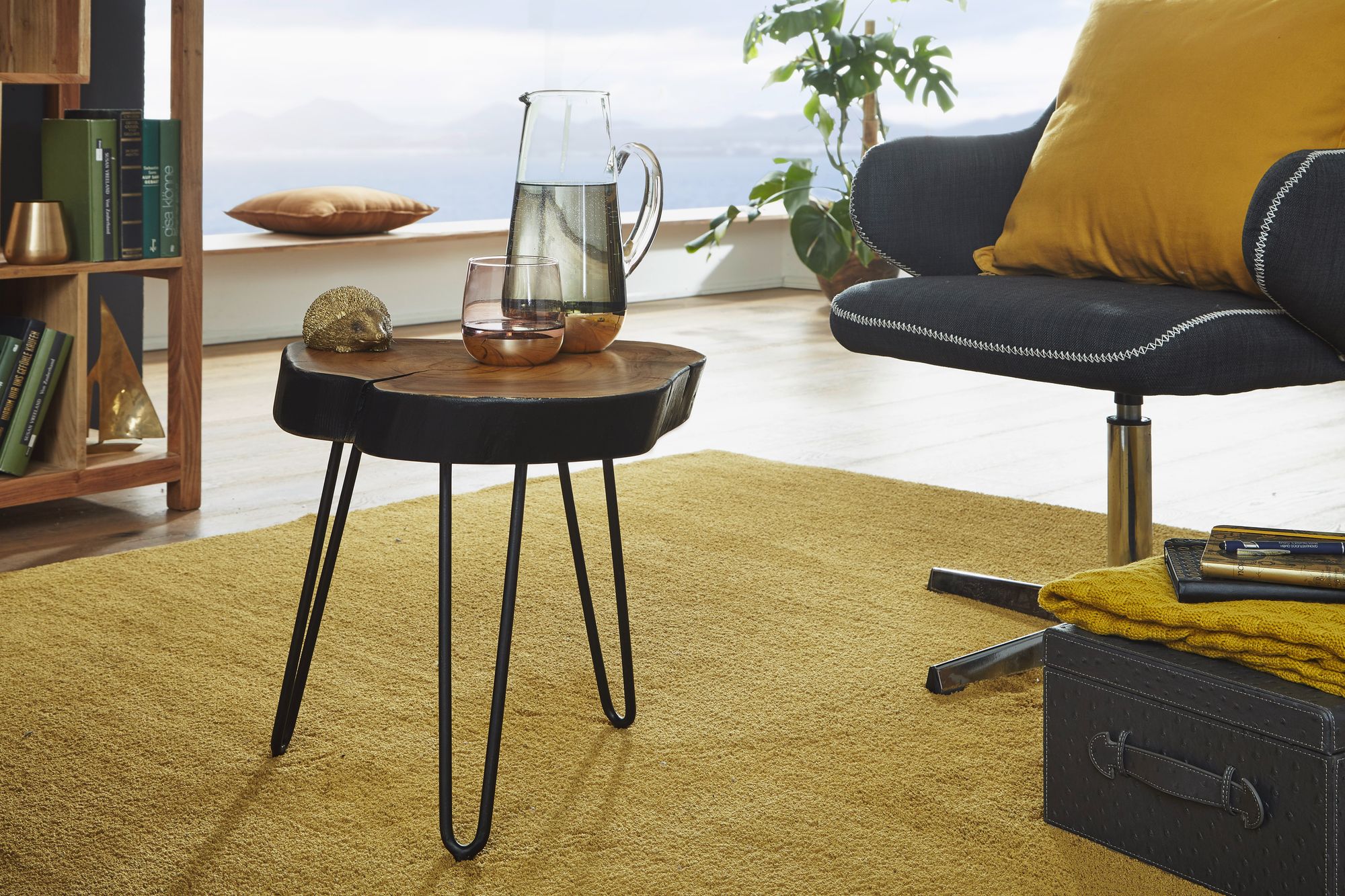 FineBuy Massivholz Sheesham Beistelltisch 35 x 35 cm Wohnzimmertisch Massiv – Ansicht 3