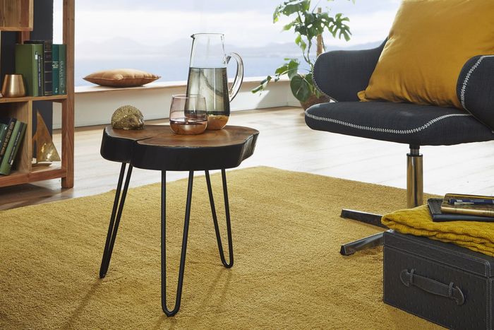 FineBuy Massivholz Sheesham Beistelltisch 35 x 35 cm Wohnzimmertisch Massiv – Maßzeichnung