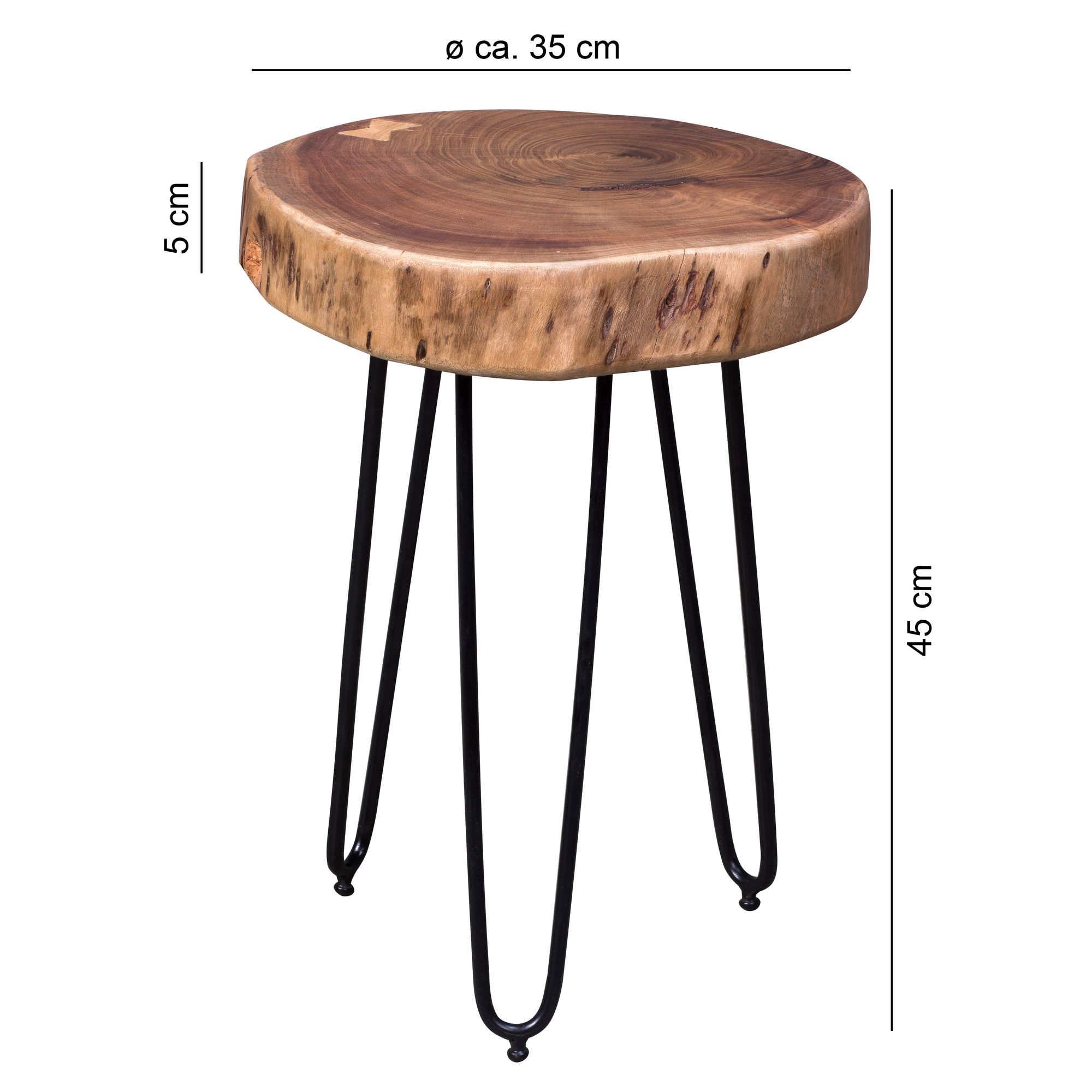 FineBuy Massivholz Akazie Beistelltisch 35 x 35 cm Wohnzimmertisch Massiv – Ansicht 2
