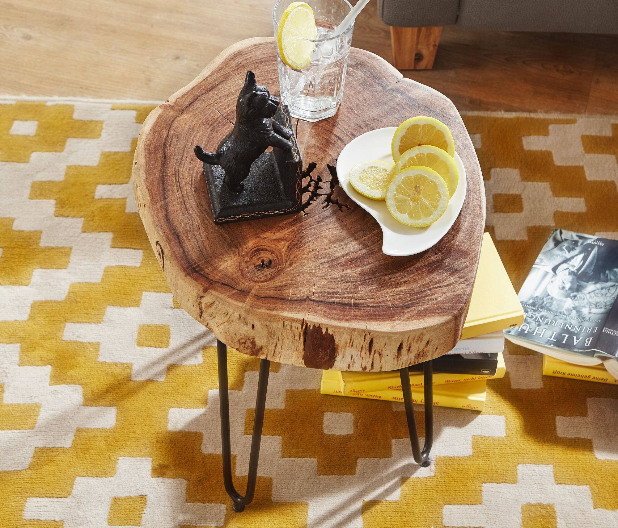 FineBuy Massivholz Akazie Beistelltisch 35 x 35 cm Wohnzimmertisch Massiv – Ansicht 4