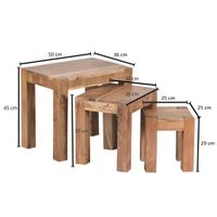 FineBuy Satztisch Wohnzimmertisch 3-teilig Akazie Massivholz Beistelltisch – Ansicht 3