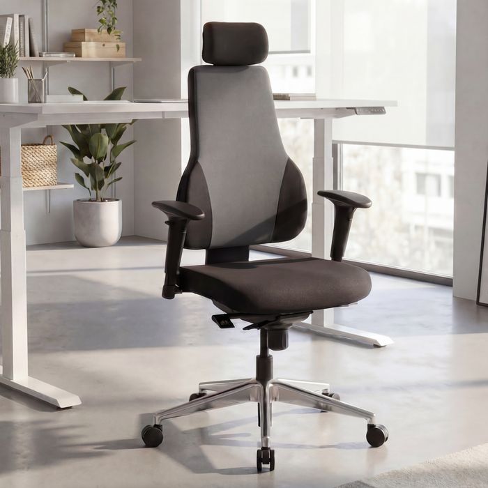 Bürostuhl Ergonomisch Stoff Schwarz Drehstuhl Büro Sessel Chefsessel Kopfstütze