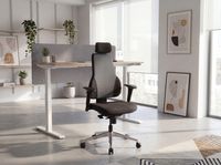 Bürostuhl Ergonomisch Stoff Schwarz Drehstuhl Büro Sessel Chefsessel Kopfstütze – Ansicht 2