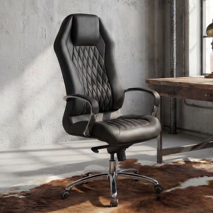 FineBuy Bürostuhl MONTEREY Echtleder Chefsessel Schreibtischstuhl Drehstuhl