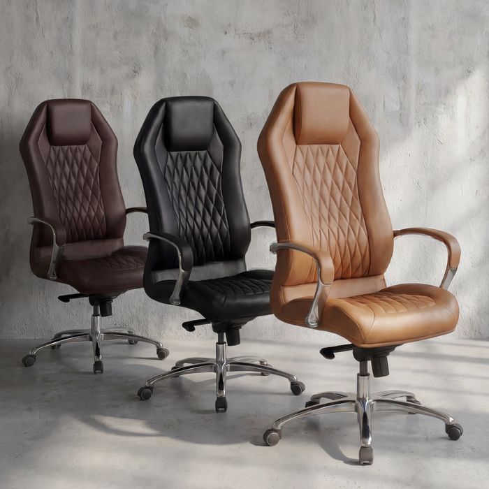 FineBuy Bürostuhl MONTEREY Echt-Leder Schreibtischstuhl XXL Polsterung Design Chefsessel hohe Rückenlehne mit Kopfstütze Drehstuhl Drehsessel höhenverstellbar Wippfunktion Hartbodenrollen
