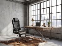 FineBuy Bürostuhl MONTEREY Echtleder Chefsessel Schreibtischstuhl Drehstuhl – Ansicht 2