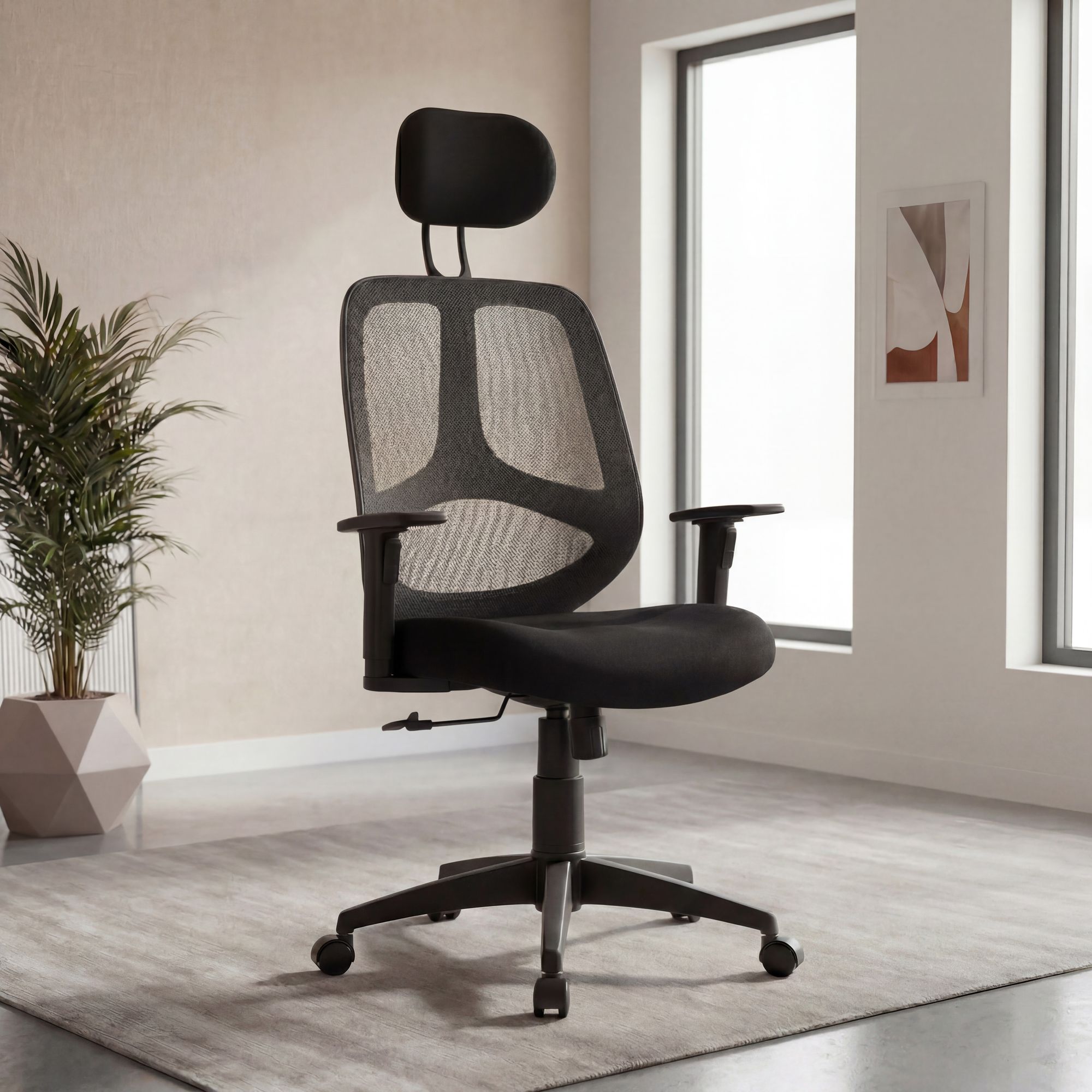 FineBuy Bürostuhl Stoff Chefsessel Schreibtischstuhl Drehstuhl Bürosessel – Ansicht 1