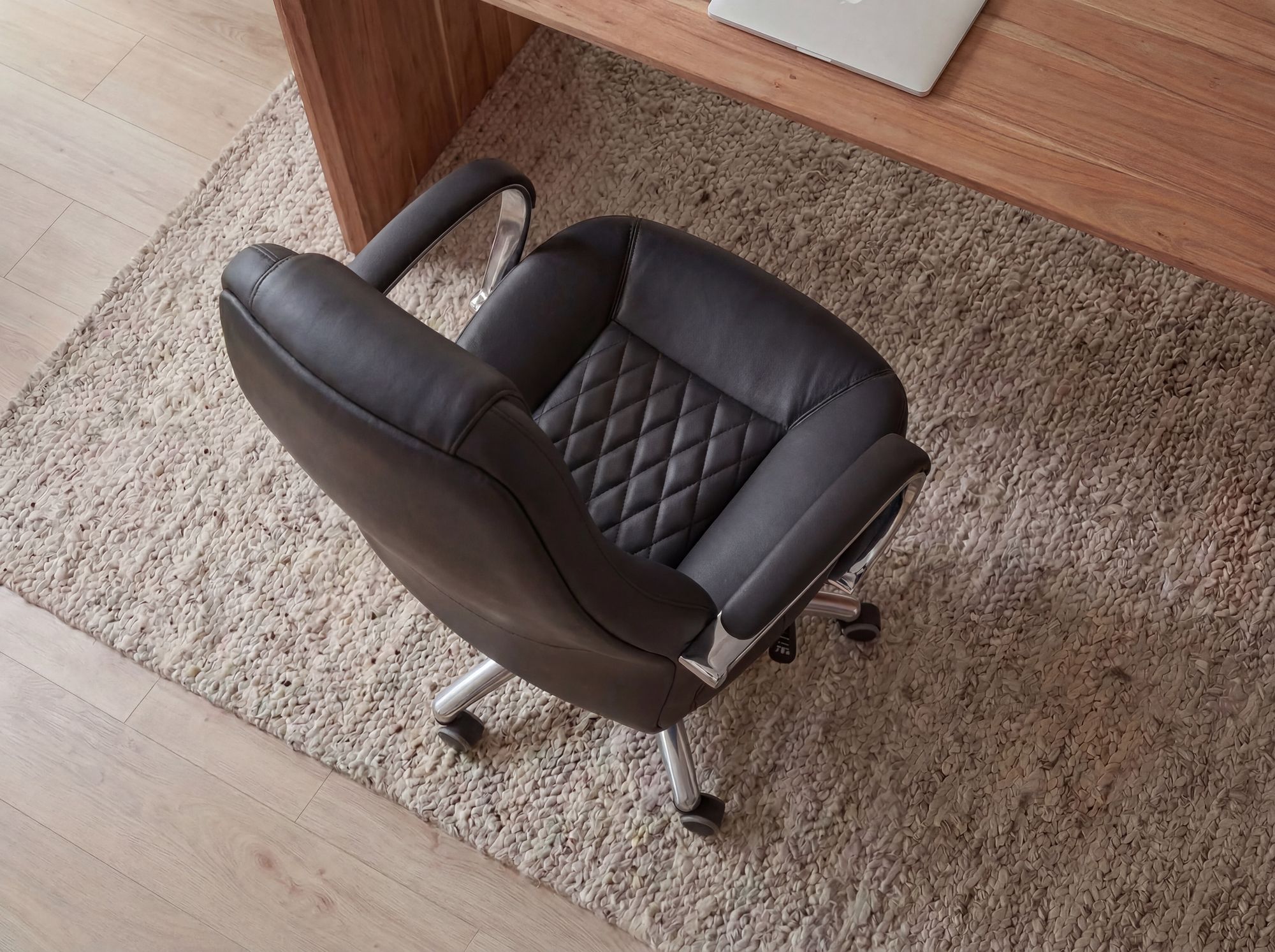 FineBuy Bürostuhl Echtleder Schreibtischstuhl ergonomisch Chefsessel Drehstuhl – Ansicht 5