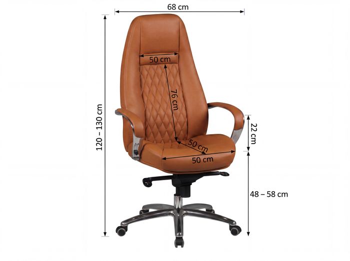 FineBuy Bürostuhl Echtleder Schreibtischstuhl ergonomisch Chefsessel Drehstuhl – Maßzeichnung