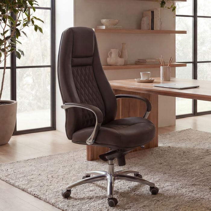 FineBuy Bürostuhl Echtleder Schreibtischstuhl ergonomisch Chefsessel Drehstuhl