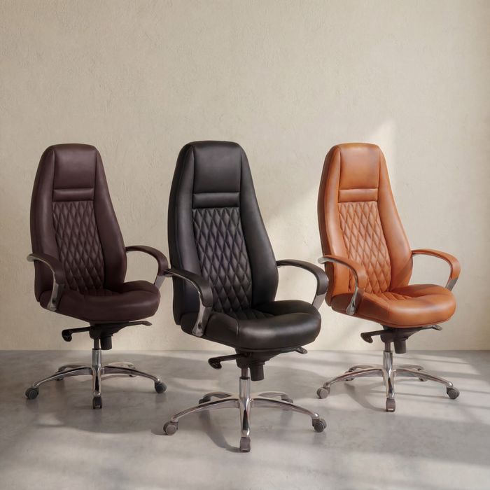 FineBuy AUSTIN Bürostuhl Echtleder Schreibtischstuhl ergonomisch Chefsessel edel Drehstuhl höhenverstellbar