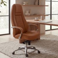 FineBuy Bürostuhl Echtleder Schreibtischstuhl ergonomisch Chefsessel Drehstuhl – Ansicht 1