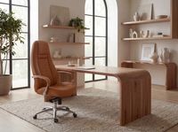 FineBuy Bürostuhl Echtleder Schreibtischstuhl ergonomisch Chefsessel Drehstuhl – Ansicht 2