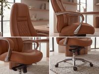 FineBuy Bürostuhl Echtleder Schreibtischstuhl ergonomisch Chefsessel Drehstuhl – Ansicht 4