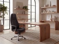 FineBuy Bürostuhl Echtleder Schreibtischstuhl ergonomisch Chefsessel Drehstuhl – Ansicht 2