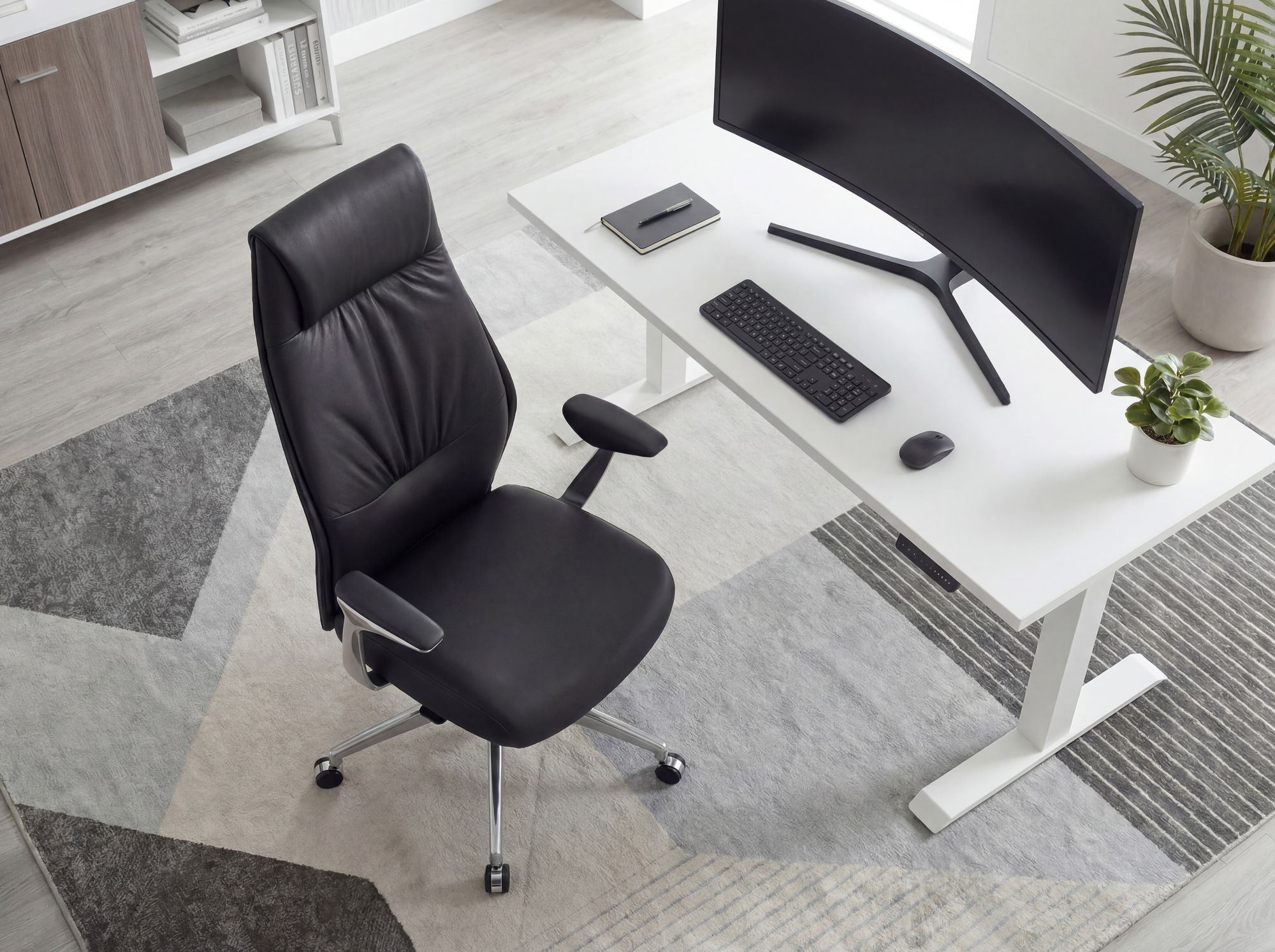 FineBuy Bürostuhl Echt-Leder Schreibtischstuhl Chefsessel Drehstuhl 120KG – Ansicht 5