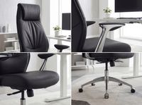 FineBuy Bürostuhl Echt-Leder Schreibtischstuhl Chefsessel Drehstuhl 120KG – Ansicht 4