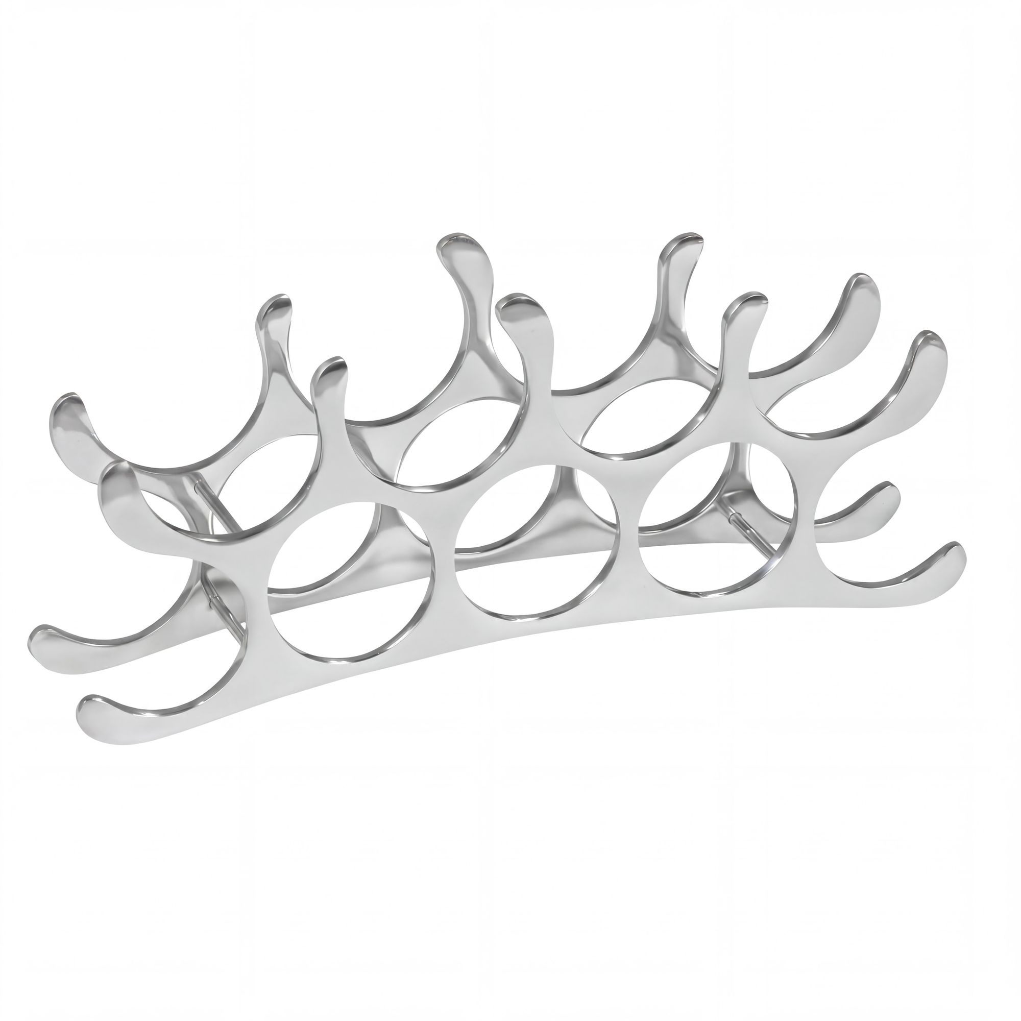 Design Aluminium Weinregal 9 Flaschen in Silber, Flaschenregal Wein Zubehör Edel mode...