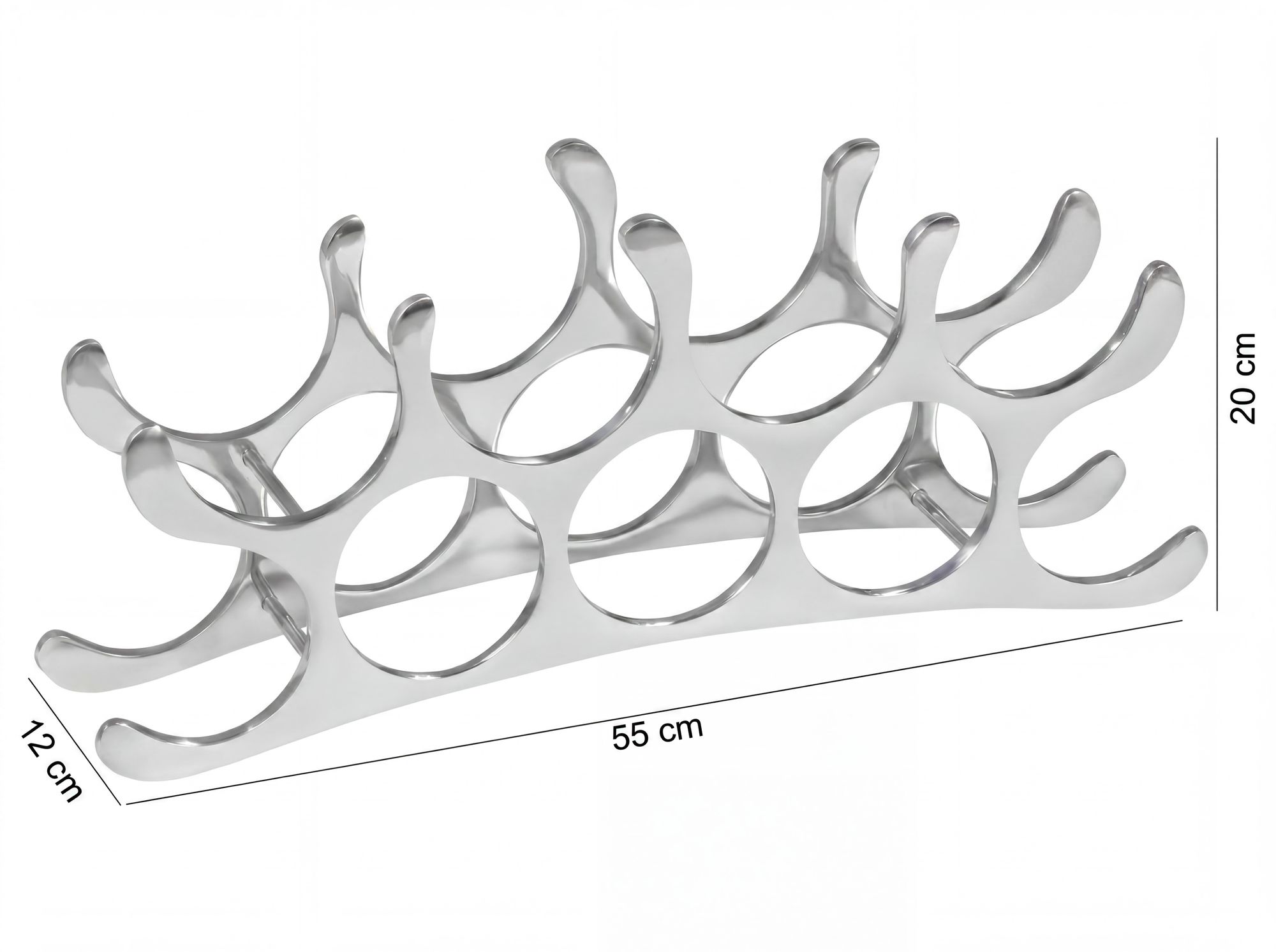 Modernes Weinregal 55cm Alu silber für 9 Flaschen Flaschenhalter Flaschenregal – Ansicht 3