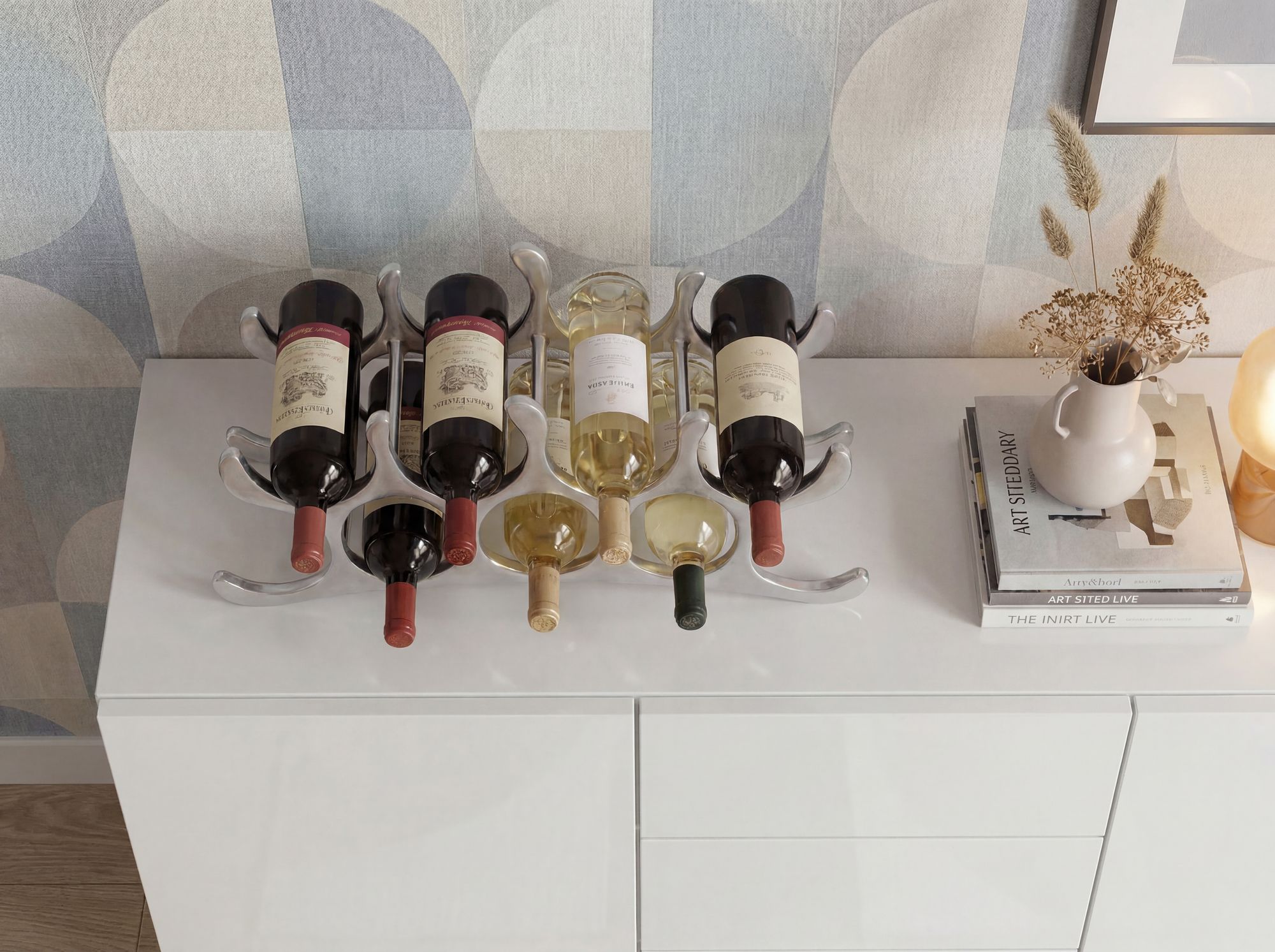 Modernes Weinregal 55cm Alu silber für 9 Flaschen Flaschenhalter Flaschenregal – Ansicht 4