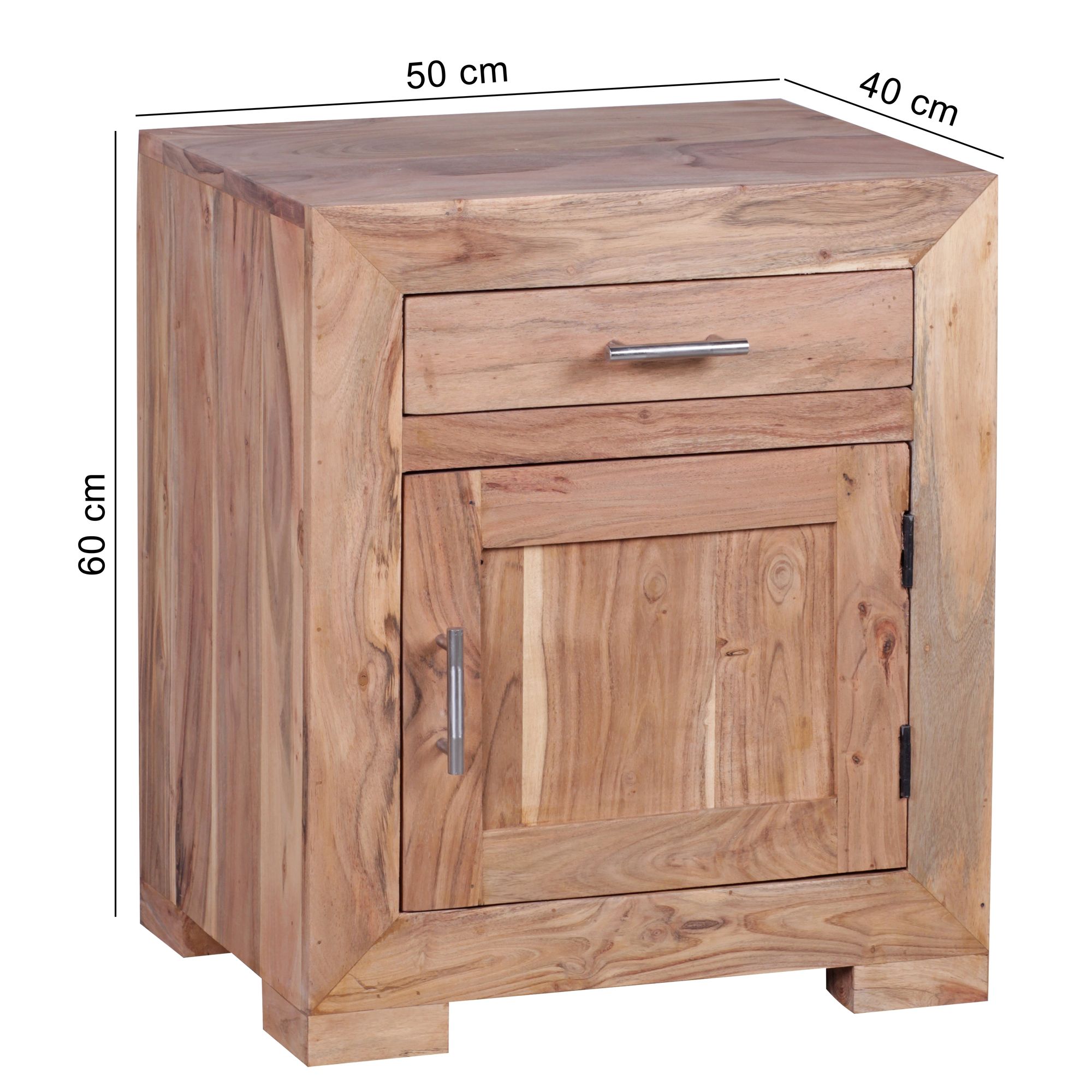 FineBuy Nachttisch Massivholz 60 cm Nachtschrank Nachtkonsole für Boxspringbett – Ansicht 3