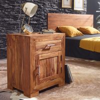 FineBuy Nachttisch Massivholz 60 cm Nachtschrank Nachtkonsole für Boxspringbett – Ansicht 1