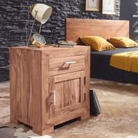 FineBuy Nachttisch Massivholz 60 cm Nachtschrank Nachtkonsole für Boxspringbett – Ansicht 1