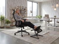 FineBuy Ottoman Beinauflage für Chefsessel Fußauflage Höhe & Neigung einstellbar – Ansicht 2