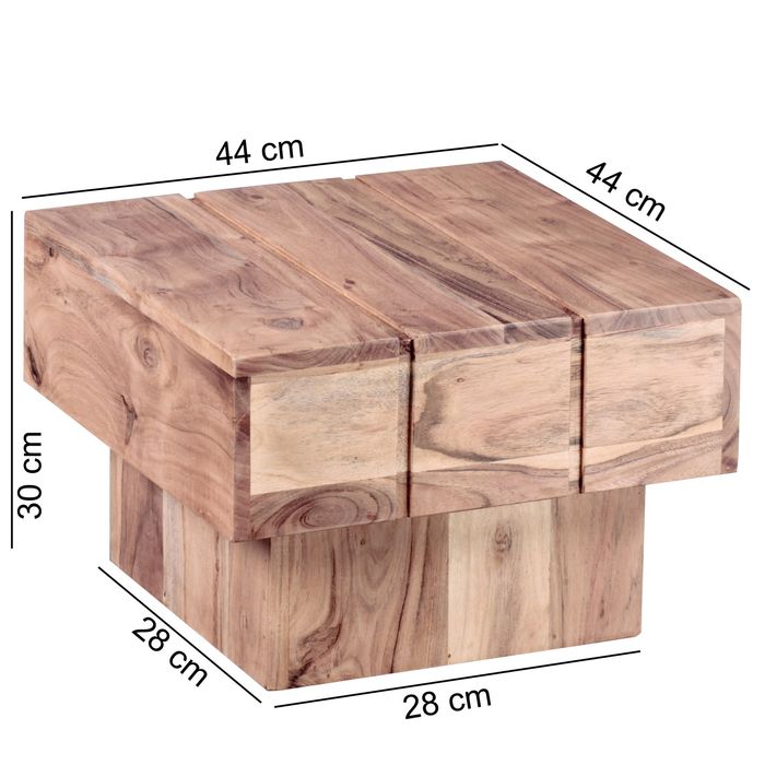 FineBuy Beistelltisch Massivholz Wohnzimmertisch Ø 44cm Couchtisch Landhaus-Stil – Maßzeichnung