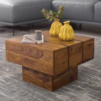 FineBuy Beistelltisch Massivholz Wohnzimmertisch Ø 44cm Couchtisch Landhaus-Stil – Ansicht 1