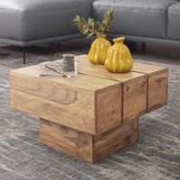 FineBuy Beistelltisch Massivholz Wohnzimmertisch Ø 44cm Couchtisch Landhaus-Stil – Ansicht 1