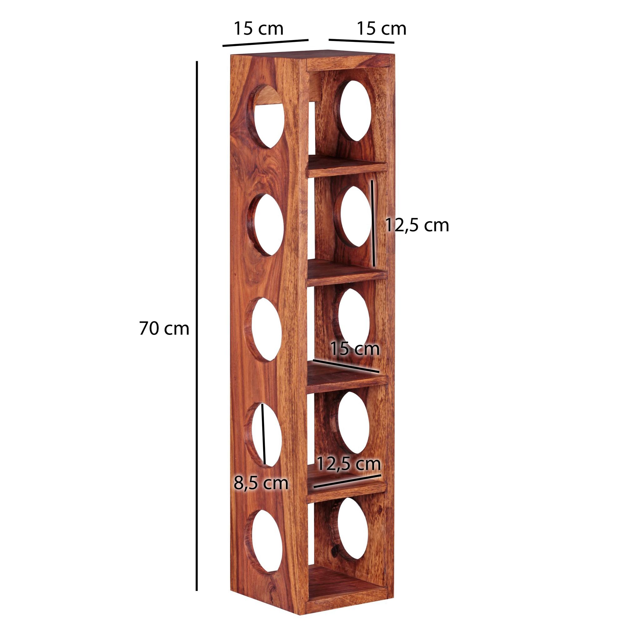 FineBuy Weinregal Massiv-Holz Regal Wandmontage für 5 Flaschen 70 cm Holzregal – Ansicht 3