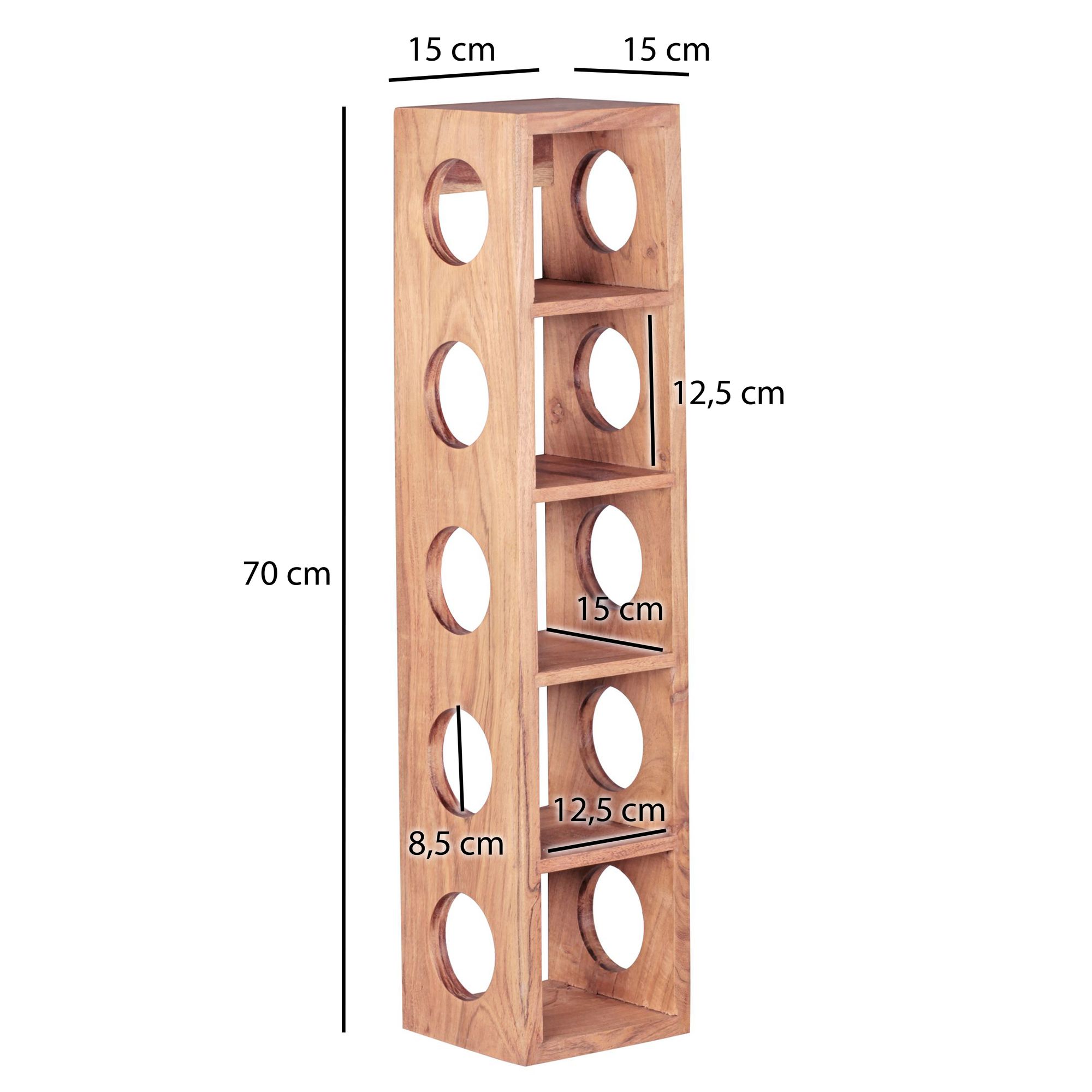 FineBuy Weinregal Massiv-Holz Regal Wandmontage für 5 Flaschen 70 cm Holzregal – Ansicht 3