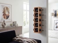 FineBuy Weinregal Massiv-Holz Regal Wandmontage für 5 Flaschen 70 cm Holzregal – Ansicht 2