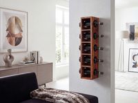 FineBuy Weinregal Massiv-Holz Regal Wandmontage für 5 Flaschen 70 cm Holzregal – Ansicht 2