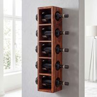 FineBuy Weinregal Massiv-Holz Regal Wandmontage für 5 Flaschen 70 cm Holzregal – Ansicht 1