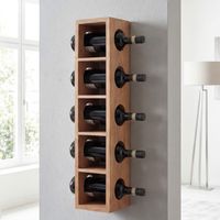 FineBuy Weinregal Massiv-Holz Regal Wandmontage für 5 Flaschen 70 cm Holzregal – Ansicht 1