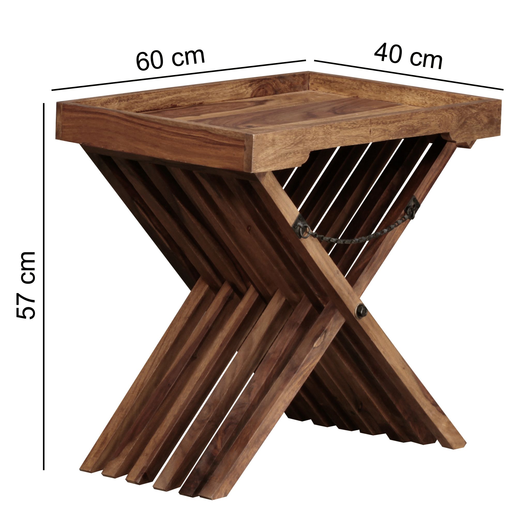 FineBuy Beistelltisch klappbar Massiv-Holz Couchtisch Klapptisch Serviertablett – Ansicht 2