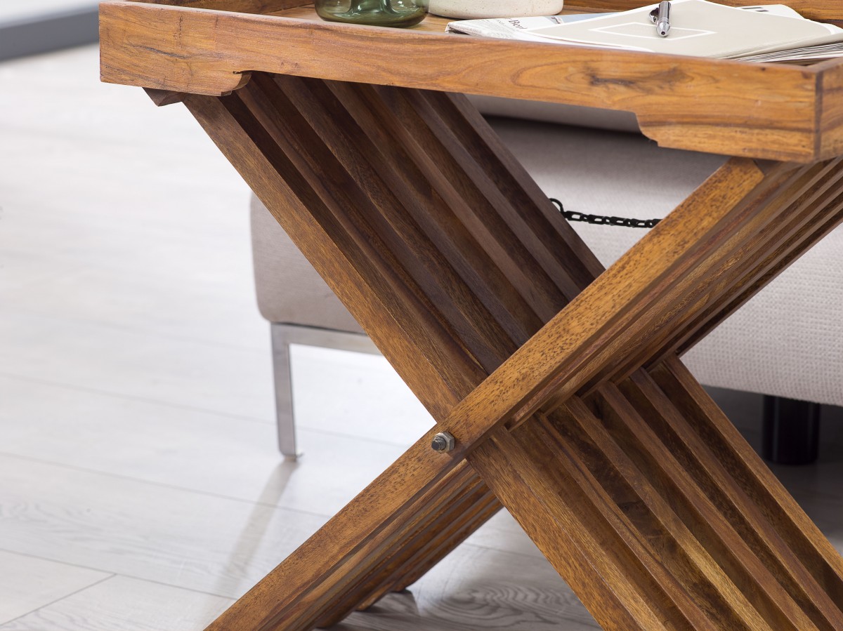 FineBuy Beistelltisch klappbar Massiv-Holz Couchtisch Klapptisch Serviertablett – Ansicht 5