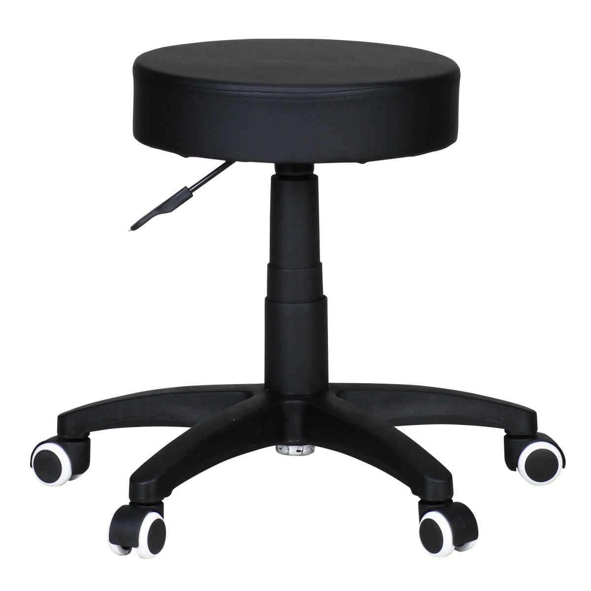FineBuy Hocker Design Arbeitshocker verstellbar Bezug Kunstleder Schwarz Sitzhocker Rollen Rollhocker gepolstert ohne Lehne Praxishocker auf Rollen Arzthocker Hartbodenrollen höhenverstellbar