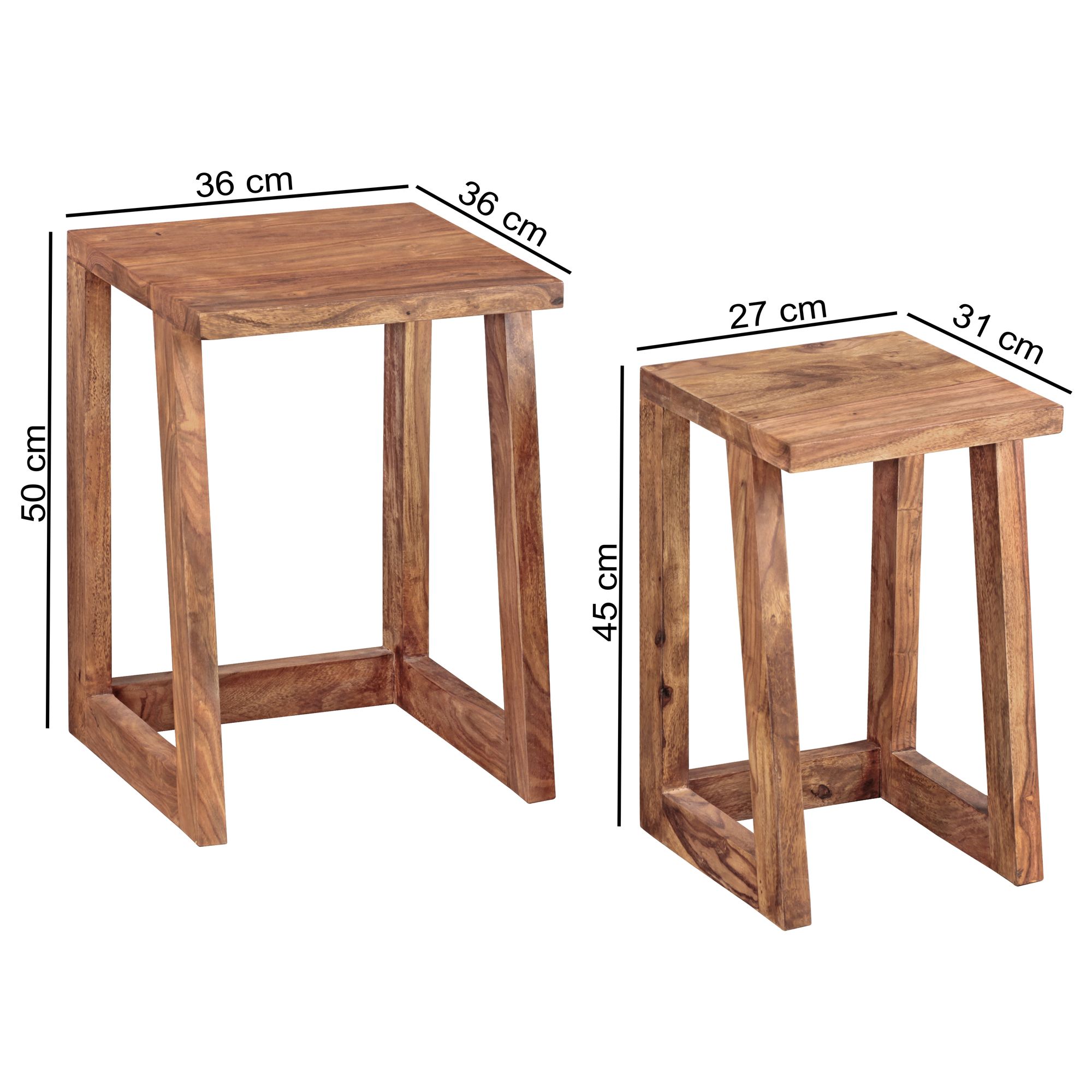 FineBuy 2er Set Beistelltisch Massivholz Wohnzimmer-Tisch Nachttisch Satztisch – Ansicht 3