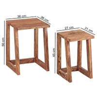 FineBuy 2er Set Beistelltisch Massivholz Wohnzimmer-Tisch Nachttisch Satztisch – Ansicht 3